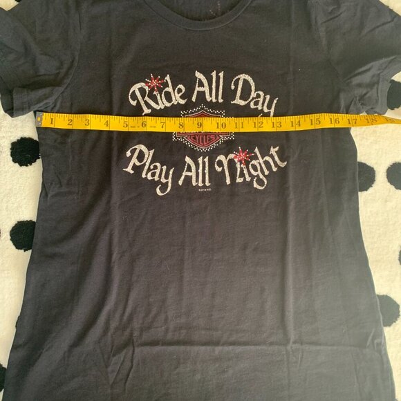 Harley Davidson Las Vegas Rhinestone Bling Graphic Tee - Picture 8 of 9